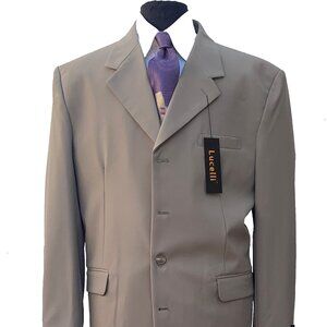 LUCELLI 2 PIECE MEN'S SUIT HIGH QUALITY ITALIAN SUPERIOR POLYESTER 4B WOOL TOUCH